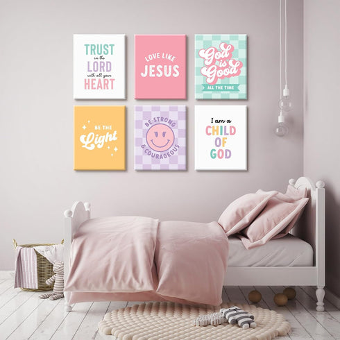 Lhoiplme 8x10x6 Inch Christian Nursery Wall Art Decor Bible Verses Posters Girl Nursery Canvas Wall Decor kids room