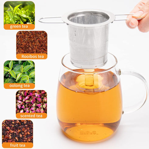 Evmliy Stainless Steel Tea Infuser, Long-Handled Tea Strainers for Loose Tea, Tea Diffuser for Herbs Spices