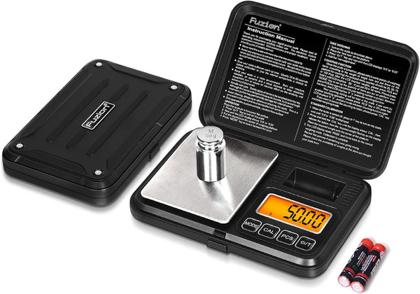 Fuzion Digital Pocket Scale 200g/0.01g, Mini Scale with LCD Display, Tare, PCS, and 50g Calibration Weight for Jewelry