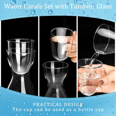 CHENGU Set Set 600 ml (1) Bedside Water Carafe with Tumbler Glass for Bathroom Mouth Washer Dispenser Mouth Wash