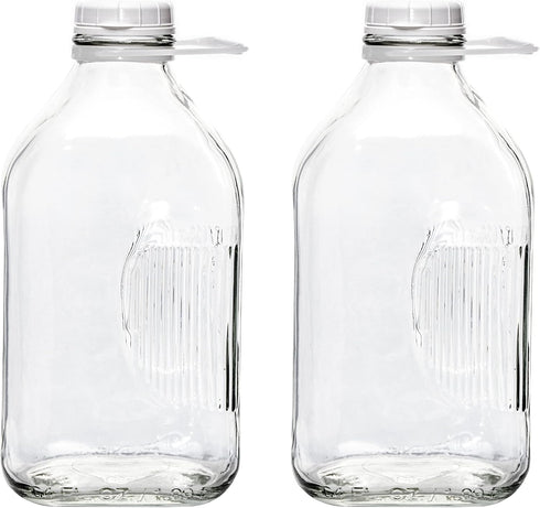 The Dairy Shoppe Glass Milk Bottle, Heavy Glass with 48 mm Extra Lid, Creamery Style