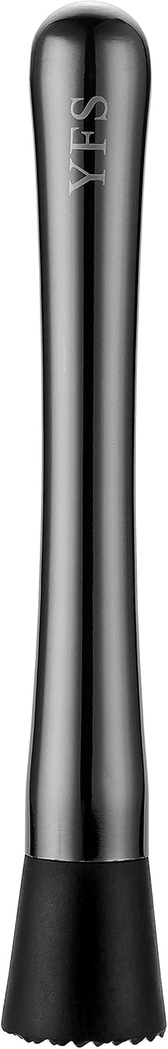 YFS Professional Stainless Steel Cocktail Muddler, Durable Bar Tool, Easy to Clean (Black)
