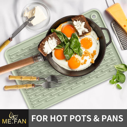 ME.FAN Silicone Dish Drying Mat, Kitchen Counter Protection Pad, 18''×16'' - Desert Sage, for Sink or Refrigerator