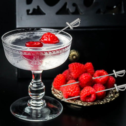 10 Pieces Stainless Steel Cocktail Picks, 4.3 Inch Sword Metal Martini Drink Pick Sticks for Appetizers, Reusable