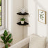 Set 2 7in Fun Memories Corner Shelf Wall Mount of - Solid Oak Wood Floating Corner Shelf with Cable Hole, Rustic Design