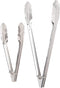 Chef Craft Set of 2 Stainless Steel Clam Shell Food Service Tongs, 9" & 12", Dishwasher Safe, Silver