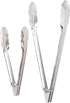 Chef Craft Set of 2 Stainless Steel Clam Shell Food Service Tongs, 9" & 12", Dishwasher Safe, Silver