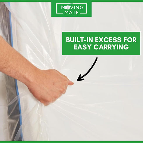Full Mattress Bag for Moving and Storage - Heavy Duty 5 Mil Mattress Cover, Reusable and Tearproof Storage Bags