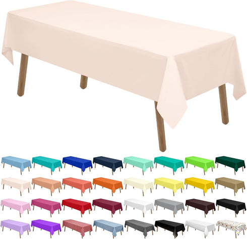 PARTY ULYJA Blush Pink Plastic Tablecloths 2 Pack, 54 x 108 Inch Rectangular PEVA Vinyl Table Covers for Parties