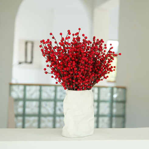 12 Pack 17'' joyhalo Red Berry Stems - Holly Berry Stems, Red Berries Christmas Decor, Red Berry Picks for Christmas