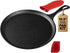 Cast Iron Round Griddle 10.5 Inch, Pre-Seasoned Pan with Heat-Resistant Handle for Indoor Outdoor Cooking