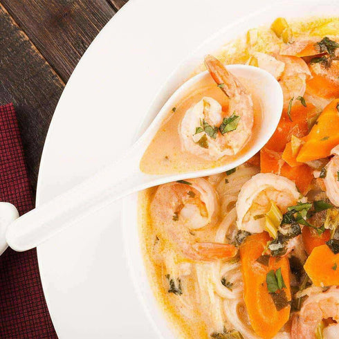 Restaurantware 10 Premium Asian Soup Spoons, 4.8 x 1.5 x 1.5 Inch, White Melamine for Wonton Soup