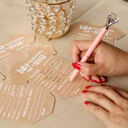 Kate Aspen Baby Predictions for Baby Shower Advice Cards - 50-Count Onesie Shaped Games for New Parents