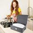 Platter Storage Case, Hard Shell China Storage Containers 17" x 13" x 6", Includes 5 Felt Dividers, Stackable, Linen