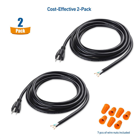 Cable Matters 2-Pack 14AWG 3-Prong Power Cord Replacement, Appliance Cord 10ft
