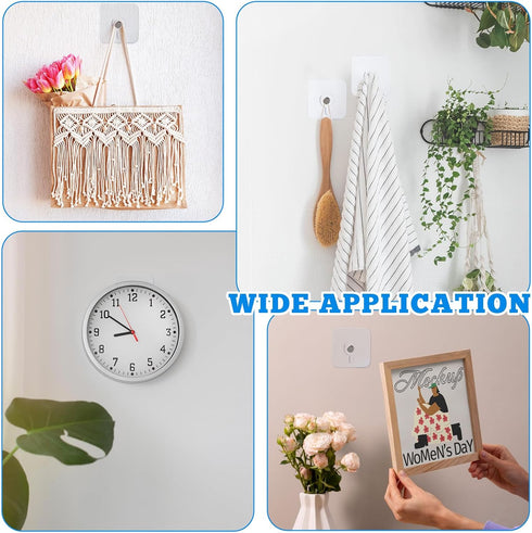 20 Pcs Self Adhesive Wall Hooks, No Drill Hooks for Hanging, Heavy Duty Adhesive for Kitchen Bathroom