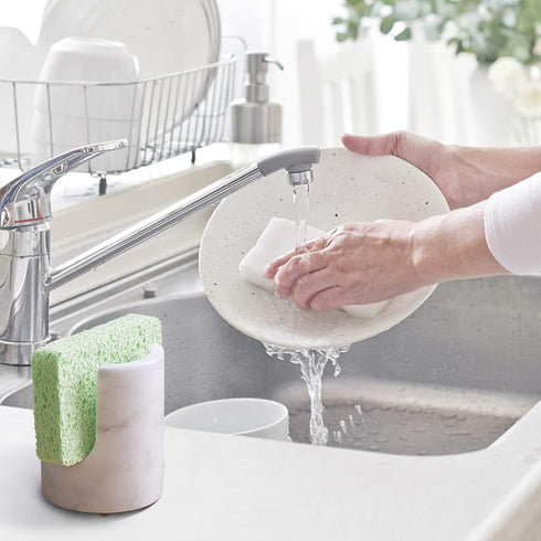 counter Marble Sponge Holder Sink Sponge Caddy for kichen Drying Rack for Sink Organizer Modern Stone Kitchen Sink