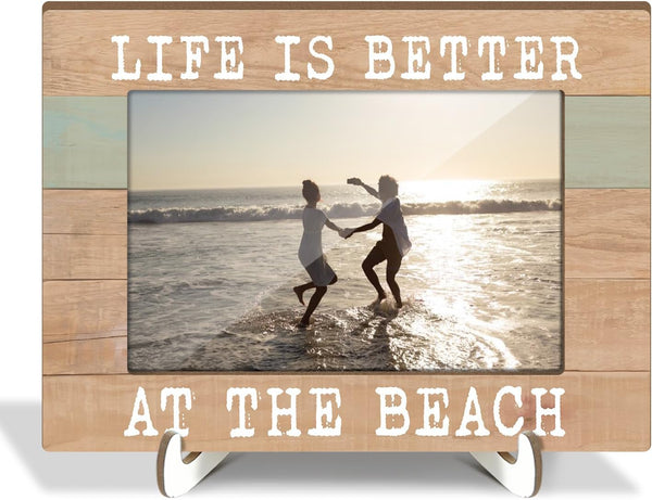 Life is Better at the Beach Photo Frame, Beach House Gifts for Women Men, 4x6 Photo Home Office Desk Decor