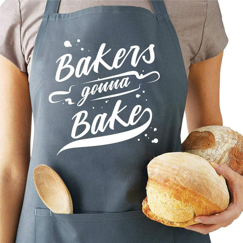 Funny Baking Aprons for Women Men, Cute Kitchen Cooking Apron with 2 Pockets, Gifts for Bakers
