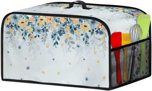 Blue Yellow Flowers Slow Cooker Dust Cover Trendy Air Fryer Cover Compatible with Most Kitchen Appliances Exquisite Slow Cooker Carrier for Women Washable Appliance Cover Nice Gifts