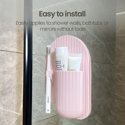 Silicone Toothbrush and Razor Holder, Reusable Shower Caddy with Suction Cup, Suitable for Wall or Mirror Use, Bathroom
