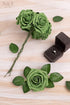 N&T NIETING 25pcs Artificial Roses Foam Flowers with Stems for DIY Cake Decoration, Army Green