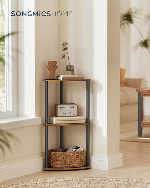 3-Tier 15 10.6 27.8 Inches, ULBC620K01 SONGMICS HOME Superfast Toolless Assembly, Corner Shelf Stand, Corner Standing