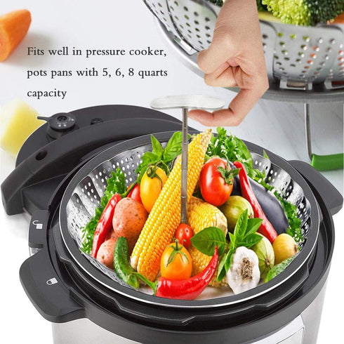 Veggie Steamer Basket, Stainless Steel Folding Vegetable Steamer Insert, Expandable for Various Size Pots (5.5" to 9")