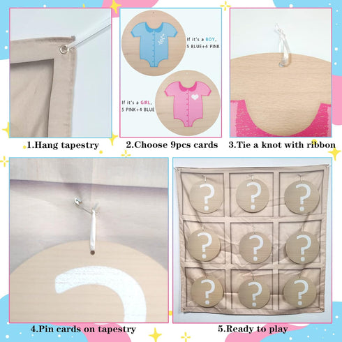 Gender Reveal Tic Tac Toe Board Game, Gender Reveal Games Tic-Tac-Toe for He or She, Baby Gender Reveal Ideas Party