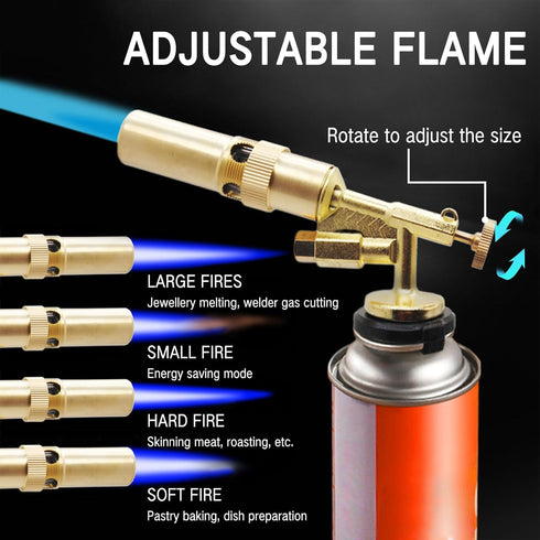 Copper Alloy Butane Torch Head - Adjustable Flame Kitchen Torch, Handheld Blow Torch Lighter for Culinary, BBQ, Baking, Cooking,Creme,Soldering