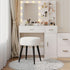 17.7in Teddy Velvet Vanity Stool, Upholstered Makeup Chair with Sturdy Metal Legs, Soft Padded Ottoman Footrest, Modern
