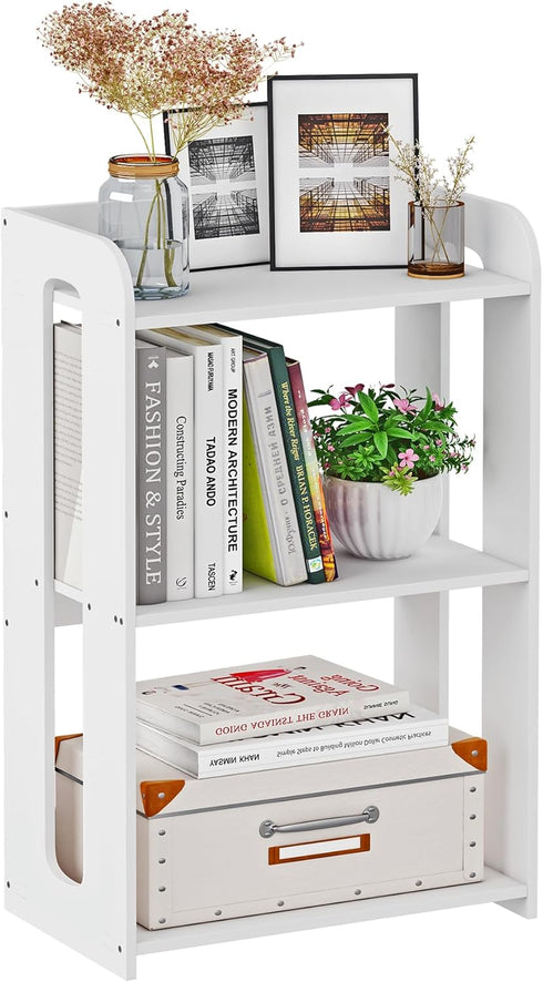 HAYOFAMY 3 Tier End Table Nightstand White, Small Bookshelf with Open Shelf,