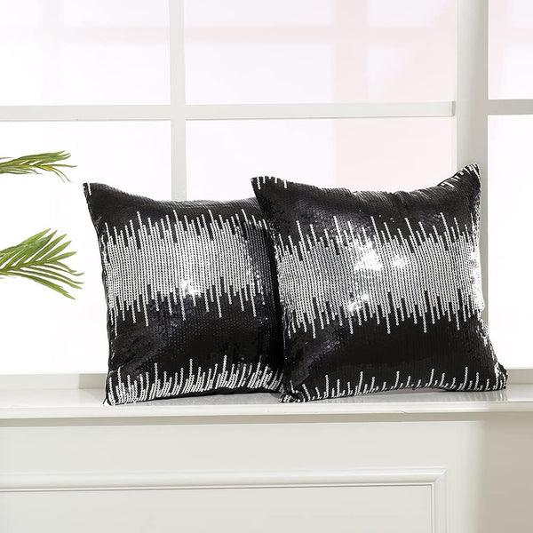 Eternal Beauty Sequin Pillow Covers, Glitter Decorative Pillowcase Set of 2 for Couch Sofa Bed Living Room, 18x18