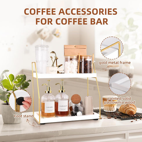 DWTS Accessories,2 Countertop,Syrup Coffee Bar Accessories,Coffee Station Organizer with Multi-Functional,CoffeeBar