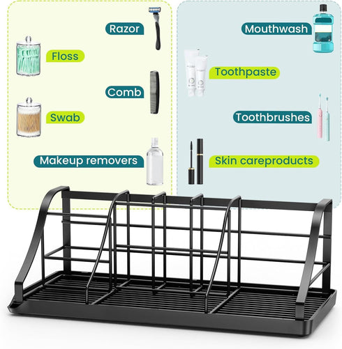 Set 2 Pack 7 Countertop Toothbrush Holders with Qtip Holder Dispenser, Kids Electric Toothbrush and Toothpaste Holder