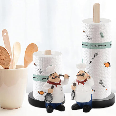 Countertop Suwimut Chef Style Paper Towel Holder, Resin Crafts Display Chef Figurines Creative Roll Paper Stand