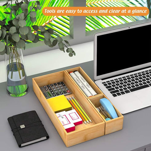 Bathroom Vanity Tray Organizer - Bamboo, Small Wood Tray for Bathroom Counter, Rectangular Toilet Paper Storage, 15" x