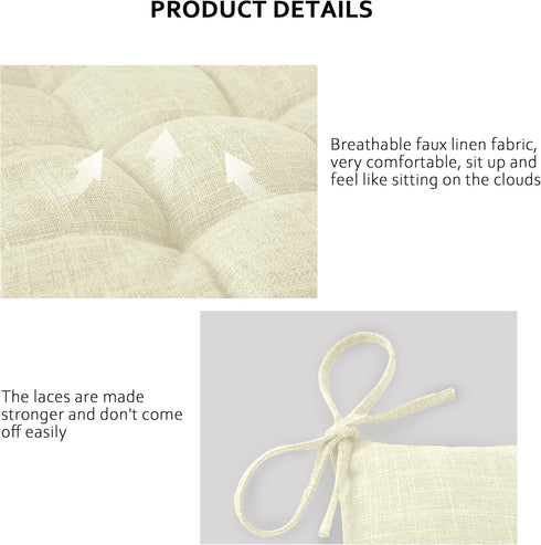2 Set ELFJOY Rocking Chair Cushion Large Rocking Chair Pads with Ties Premium Linen High Back and Seat Cushion Piece
