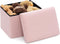 Folding Storage Ottoman Bench, 16 Inch Boucle Small Ottoman Foot Rest for