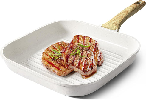 GiPP Nonstick Grill Pan for Stove Tops, 11 Inch Square Grilling Pan for Indoor and Outdoor Cooking, PFOA Free