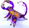 Scorpion Miniature Figurines - Hand Painted Blown Glass Art Collectible Gift Decor, Orange Purple