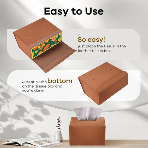 QUISBE (Brown-1 Pack) Disposable Hand Towel Box Cover Compatible with Kleenex Disposable Paper Hand Towels, Leather