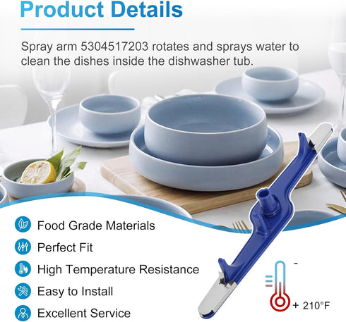 2024 NEW Dishwasher Lower Spray Arm for Frigidaire, Kenmore, Crosley, Replaces Multiple Models, Blue