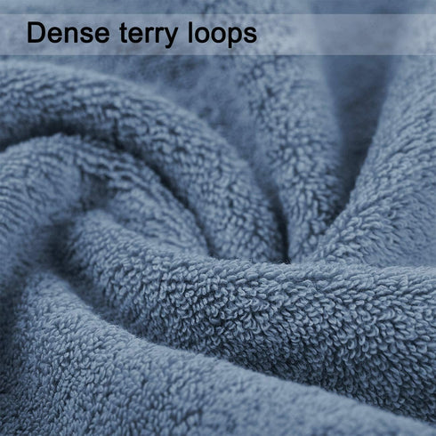 Cleanbear 100% Cotton Hand Towels, Highly Absorbent, Set of 2, Blue-Grey, 13 x 28 Inches