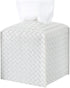 Tissue Box Cover, PU Leather Square Tissue Holder, Facial Paper Organizer for Bathroom Vanity Countertop, Misty Gray