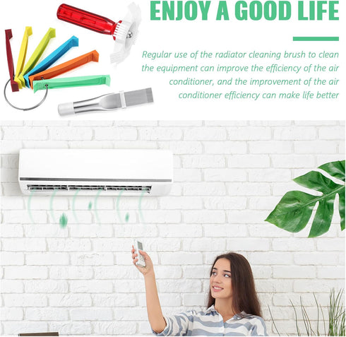 3 Pieces Air Conditioning Brush Set, Includes FCR6 Ring Fin Comb, Air Conditioner Fin Cleaner, Stainless Steel Fin