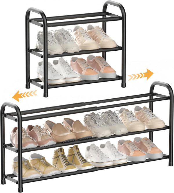 ENJOYBASICS Expandable Shoe Rack, 3 Tier Adjustable Shoe Organizer Shelf for Closet,