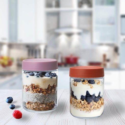 16 oz 6 Pack Artcochan Overnight Oats Containers with Lids Glass Jars Glass Mason Jars with Airtight Lids, Perfect