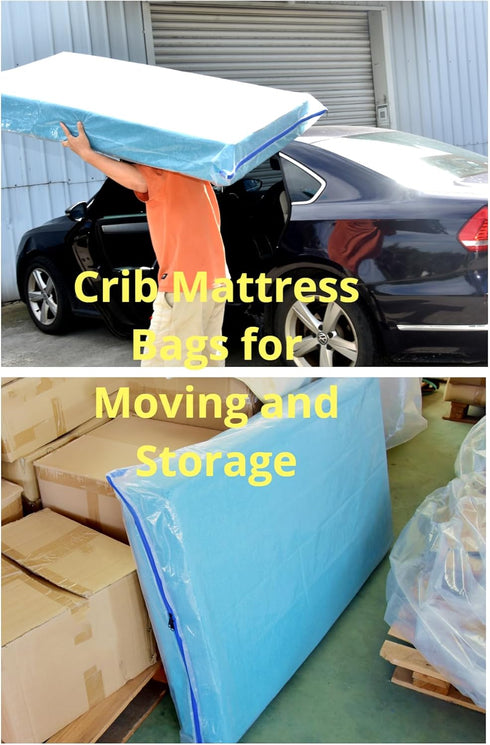 5 Mil Crib Size Mattress Bag with Zipper for Storage Moving, Heavy Duty Plastic Waterproof Mattress Protector Cover