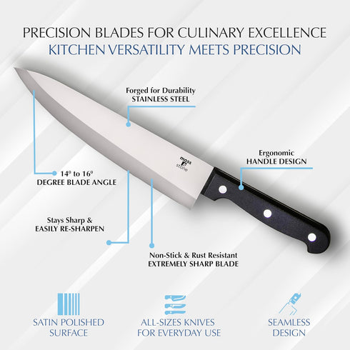Moss & Stone 14-piece Knife Block Set - Premium Kitchen Knives Set with High-Carbon Stainless Steel Blades